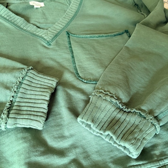 Anthropologie Pilcro The Montana Pocket Knit Cropped Green Top Shirt, XS - Picture 12 of 14